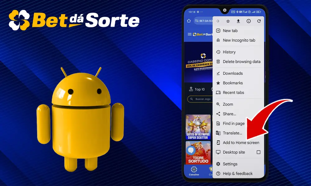 Passo 3 instalar o APK Bet dá Sorte para Android